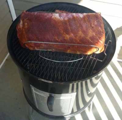 This picture was taken this morning when I started, and at the end I'll show my ribs after a long, low-temp smoking.