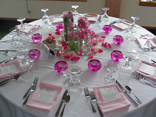 Place setting for bridal shower or small wedding rehearsal dinner is essentially the same as the holiday place setting.