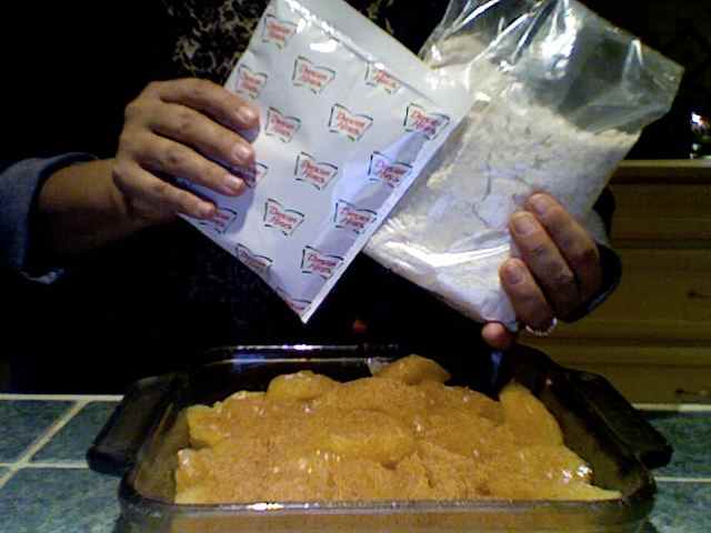 I used Duncan Hines Decadent Caramel Apple cake mix for my recipe. This mix comes with two packets. One is the standard cake mix and the other is the caramel apple mix.