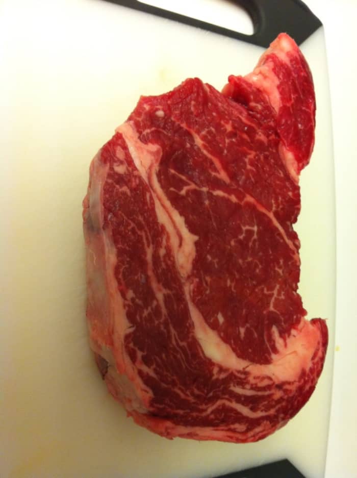 Get a good cut of meat. We chose a nice rib-eye from Whole Foods. It was a bit pricey, but absolutely delicious!