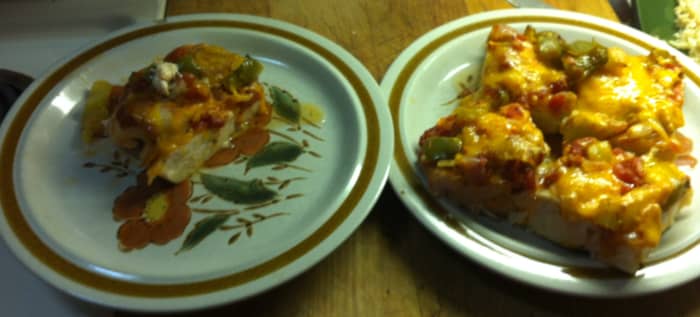 The chicken breasts while cooking fused together making the dish excellent to cut into portion sizes.