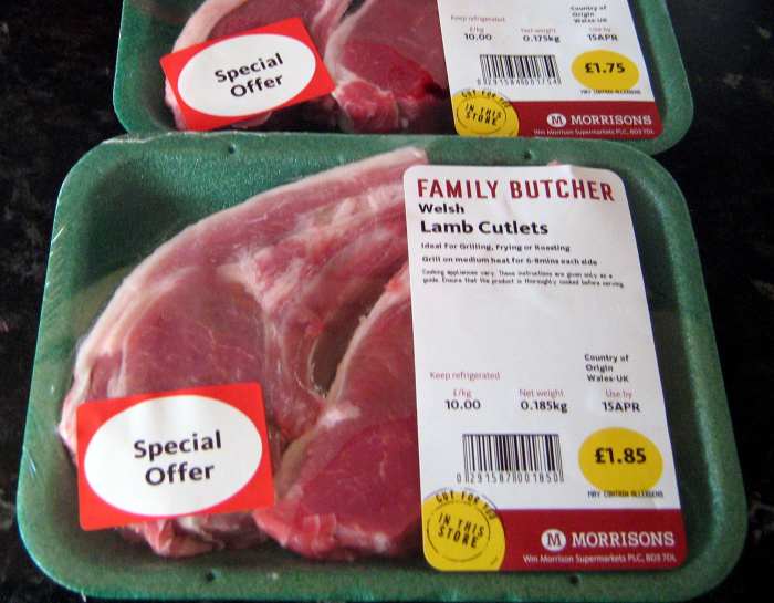 Lamb cutlets on special offer in Wales