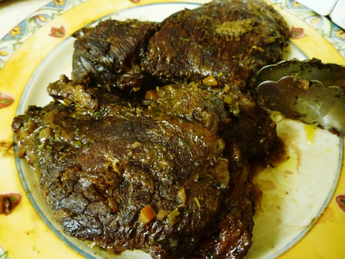 Cooked roast removed from the pan...tender and ready to serve, or chill and slice and serve another day with the vegetable wine sauce.