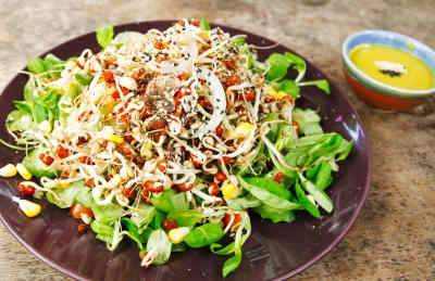 Sprouts grow from protein rich legumes and are a great topping for salads, wraps and sandwiches.