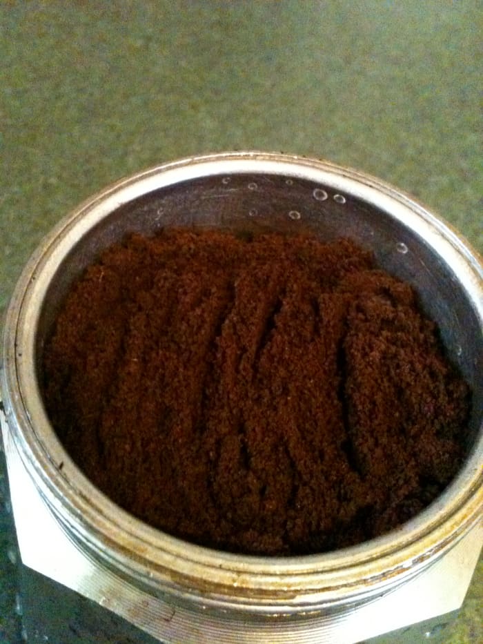 Fill the basket with coffee grounds but not quite to the top - leave a little room for the grounds to expands as they get wet.
