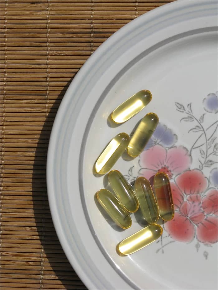 Some omnivores take gelatin capsules filled with fish oil as a supplement. Gelatin is derived from animal bodies.