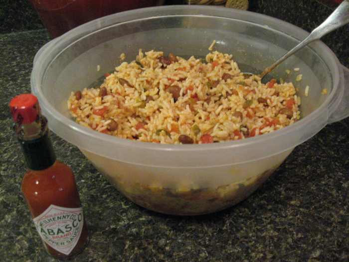 I use lots of easy recipes for dinner, like this sausage, rice, and beans.