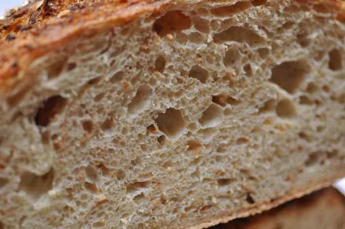 Close up view of crumb of Oat Porridge Bread Image: © Siu Ling Hui