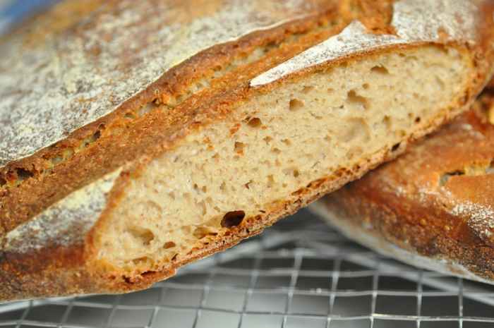 Buckwheat flour bread: internal texture was good despite flatness of loaf. Image: © Siu Ling Hui
