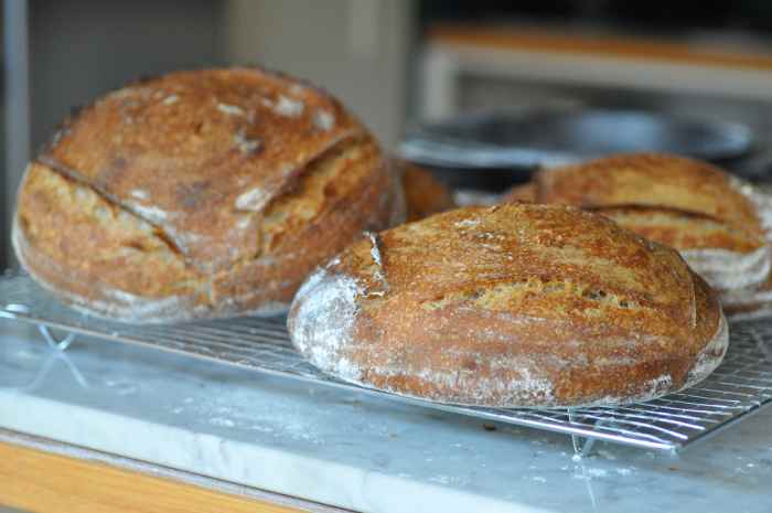 My first trial of wholemeal and plain flour sourdough bread. Image: © Siu Ling Hui
