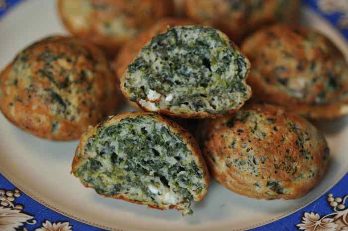 Cross-section of spinach and feta ebelskivers. Image: © Siu Ling Hui