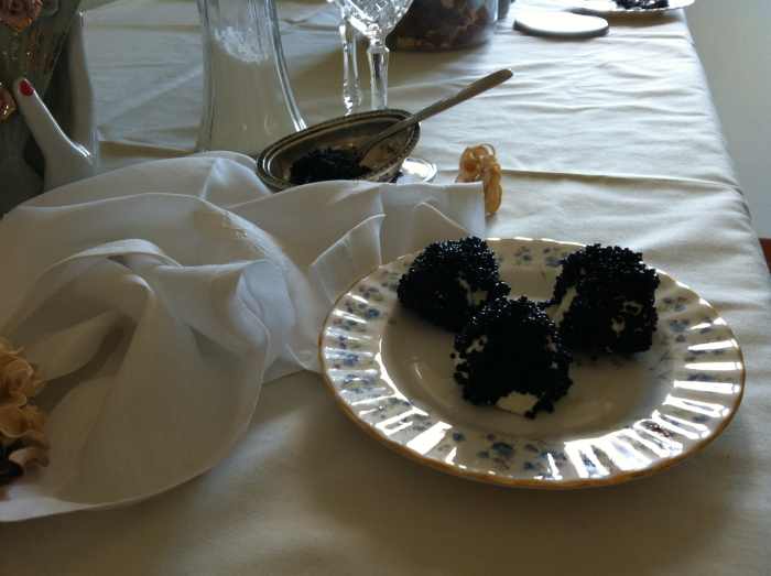 Caviar coated cream cheese balls are a sure hit.