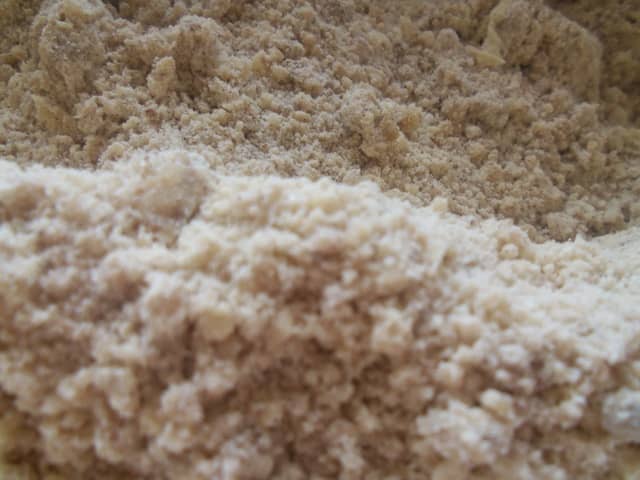Rub the butter into the dry ingredients until you have a breadcrumb consistency.