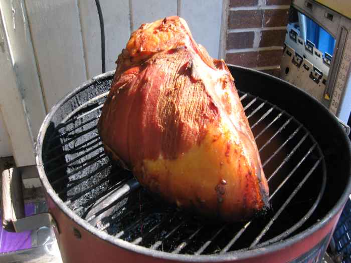Ham in the smoker