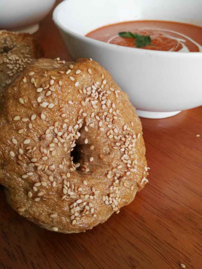 Bagels taste great with tomato soup