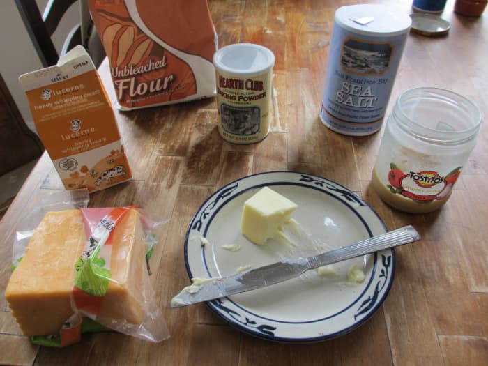 Ingredients you'll need. I was all out of buttermilk here, so I substituted heavy cream, but picking some up is well worth it.