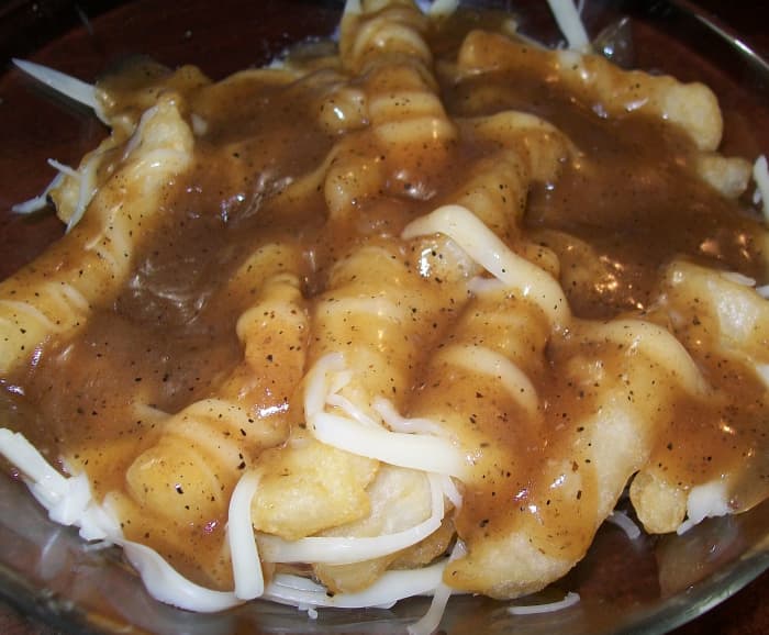 This is a big yummy bowl of poutine my husband made with shredded mozzarella after I wrote this article and we realized how much we really missed good poutine.