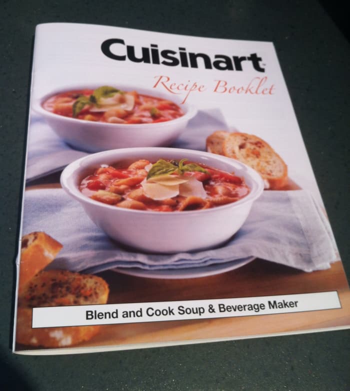 The recipe booklet that comes with the Cuisinart Blend and Cook Soup & Beverage Maker contains lots of healthy and delicious recipes.