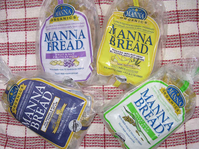 Four kinds of Manna Organics manna bread