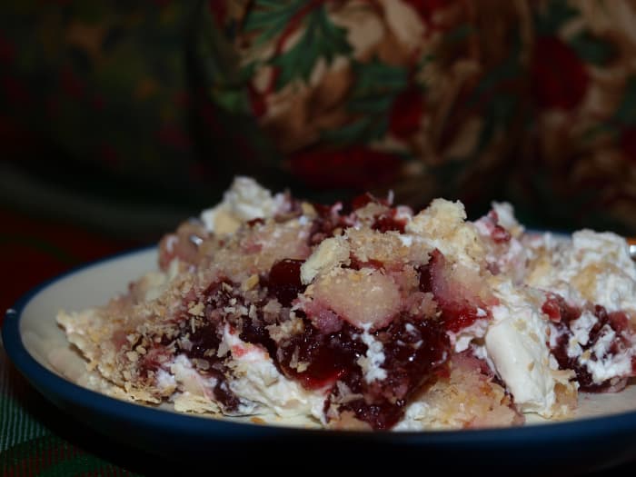 No holiday dessert table is complete without this beautiful Cranberry Dessert with Whipped Cream and Crackers!