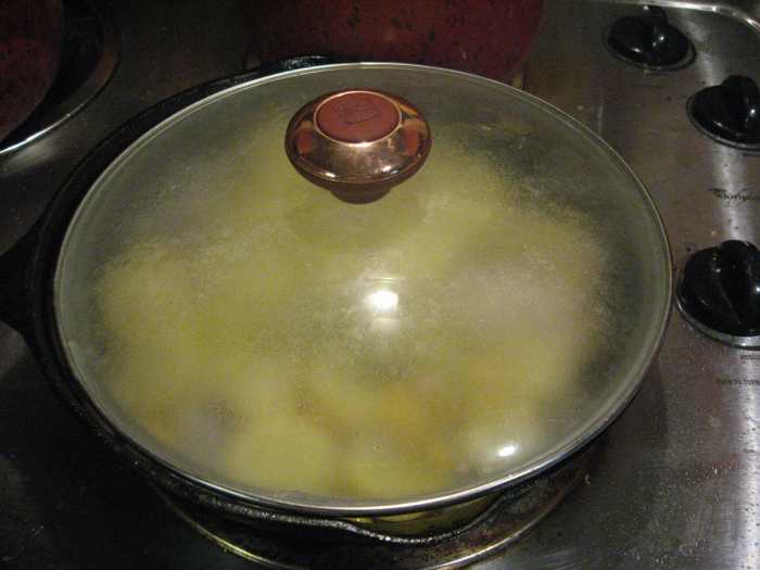 Add seasonings and cover pot.