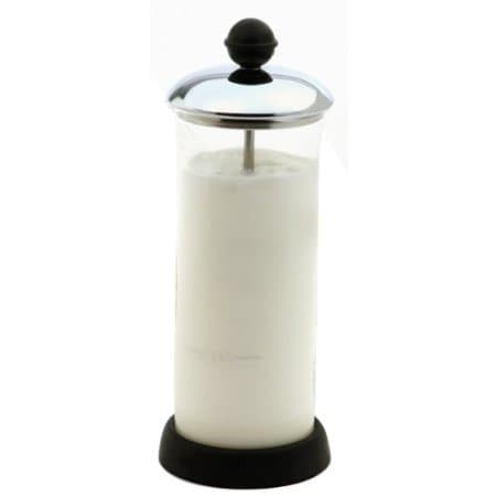 This glass milk frother is affordable and allows you to create milk foam without an expensive espresso machine.