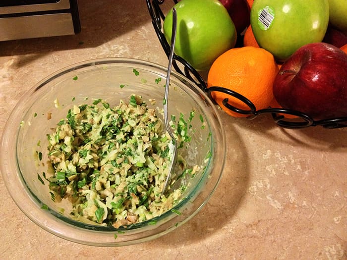 -- All Rights Reserved -- Do Not Distribute -- Spinach, cheese, mushroom stems, scallion, cream cheese mix.