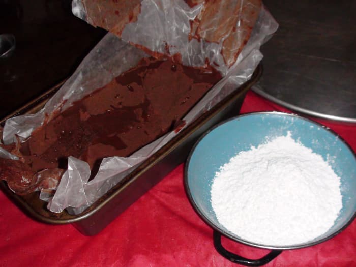 5. Take the cooled dough from the fridge. I like to chill mine in a wax-lined loaf pan, so that it comes out easily.