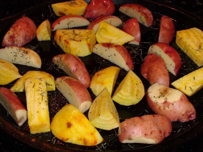 Healthy Roasted Golden Beets and Rosemary Potatoes Recipe Delishably