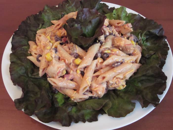 Serving suggestion for Southwestern Chicken and Pasta Salad