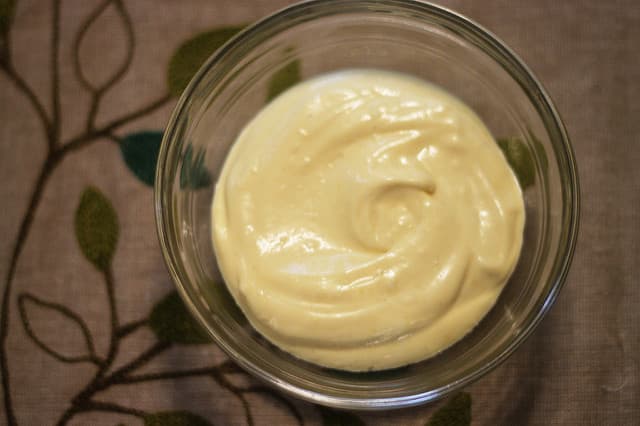 Stacy says she likes to use up leftover egg yolks in her mayo.