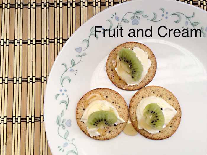 Devonshire double cream, kiwi fruit. and honey
