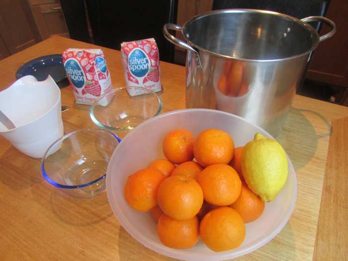 Ingredients for Seville orange marmalade