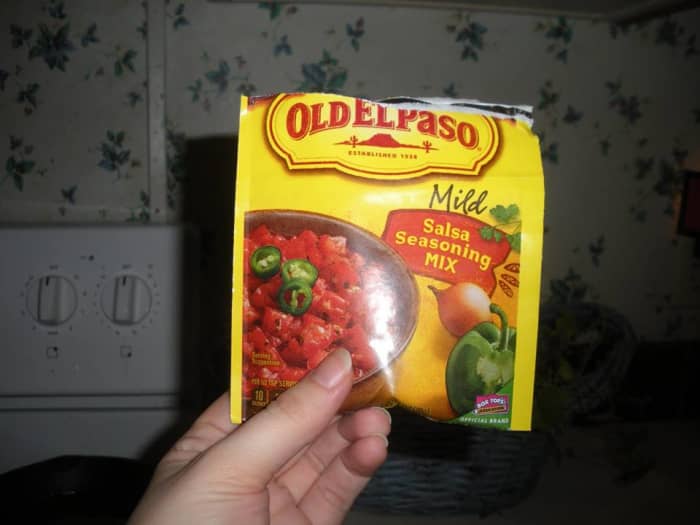 Ingredient: salsa seasoning. See "tips and tricks" below for where to locate this item at the grocery store.