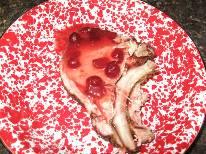 Cherry-Chipotle Sauce on pork loin