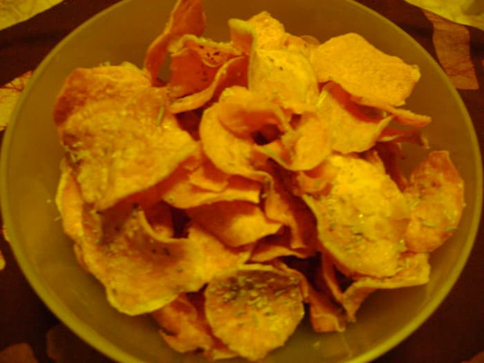 How To Make Crispy Sweet Potato Chips With Rosemary Delishably