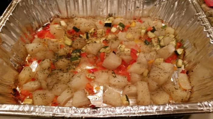Cook at 450°F for 30 minutes or until potatoes are slightly browned.