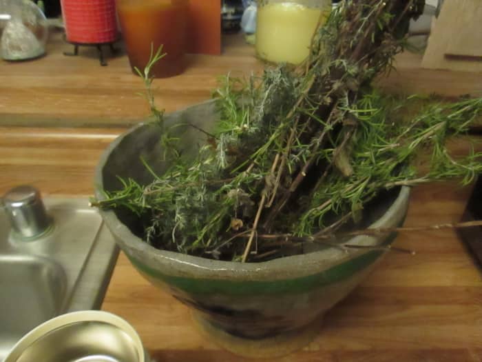 It takes awhile to take all the herbs off the branches to grind, especially when you have a pound worth of herbs.