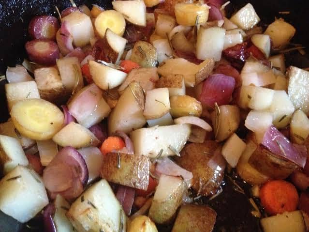 If you would like your vegetables to be browner, turn on the broiler and set the pan under the broiler until they have reached the amount of browning that you want.