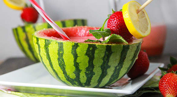 A mini seedless watermelon is ideal for serving individual drinks. Add a straw, and you're good to go.