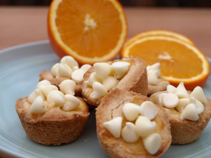 These white chocolate and orange tassies are a non-traditional twist on your cookie tray.
