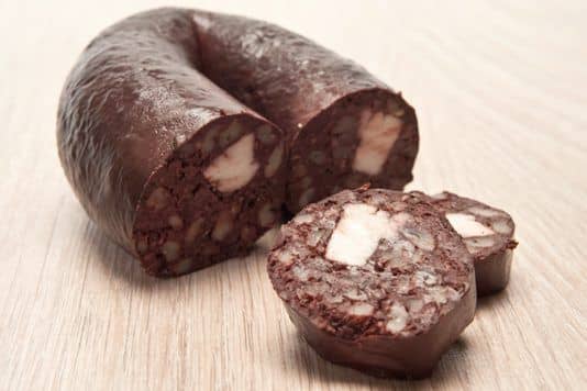 Black pudding: purchased from Claus' German Sausage and Meats, Indianapolis, Indiana.