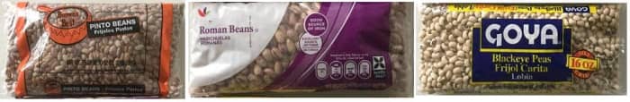 Example of individual bags of various dry beans I use. Mix and match as you wish.