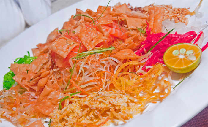 Yu sheng. The most colorful and elaborate of all Chinese New Year foods.