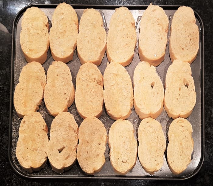 Be sure to cut your baguette at a 45° angle.