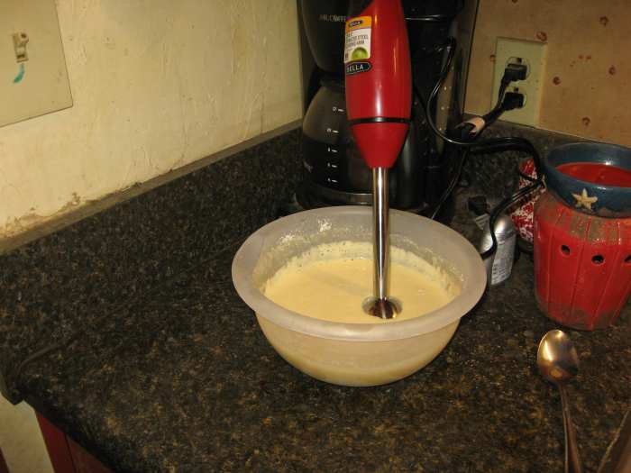 I use an immersion blender for the batter.