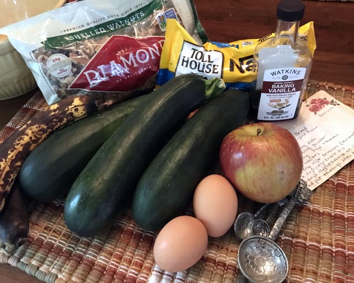 Those over-ripe bananas may look yucky, but don't throw them out. They will help make an extra tasty zucchini bread. (And you thought they were only good for banana bread.)