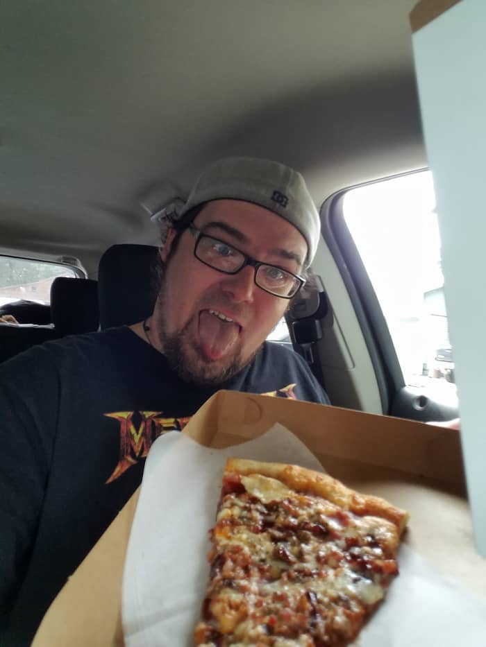 Dante's Pizzeria serves up some original pies like this slice Ham, Bacon, Sausage BBQ pizza...delicious!