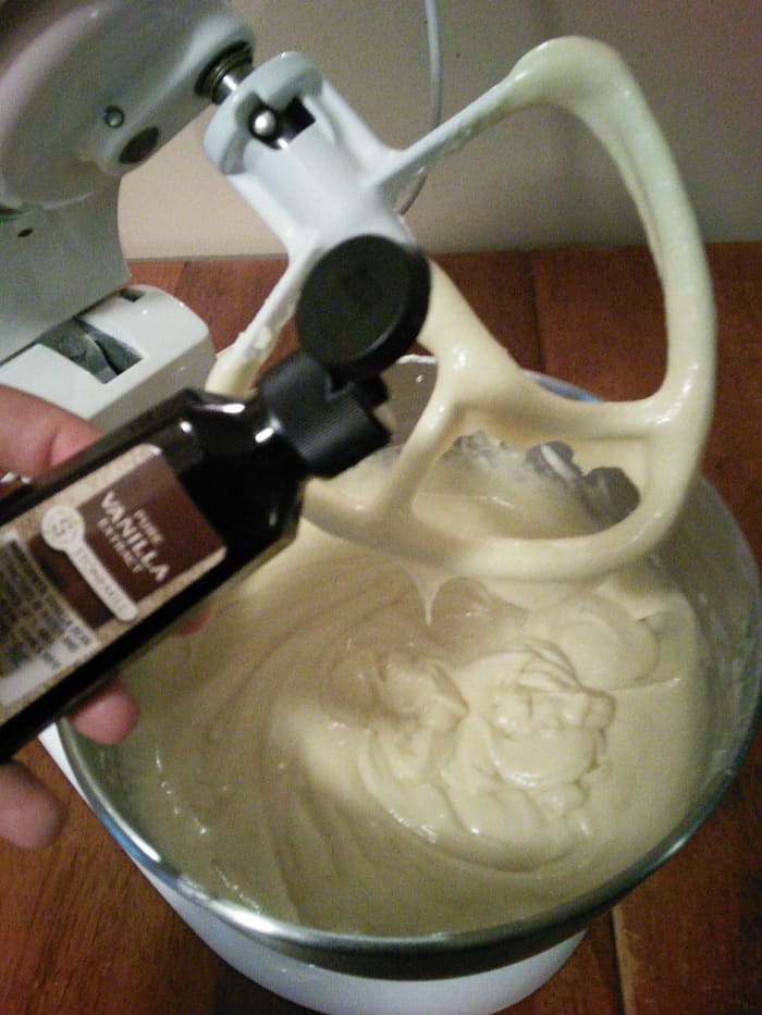 Once it's all mixed add a dash of vanilla. For my hubby, a dash is 1 tablespoon. Honestly though, feel it out. What's right for him might not be right for you. According to hubby, if you can smell the vanilla after it's mixed then you've done good.