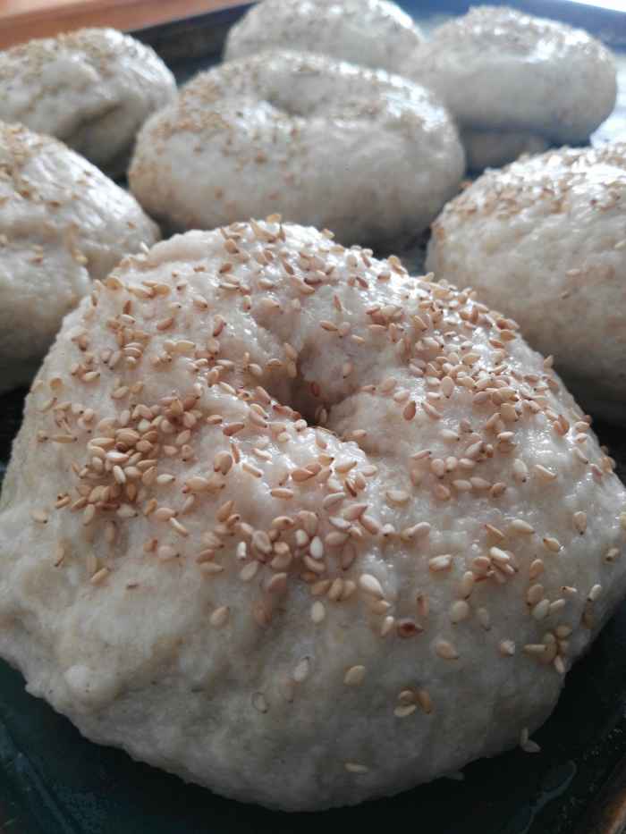 Glazed, seeded and ready to bake.